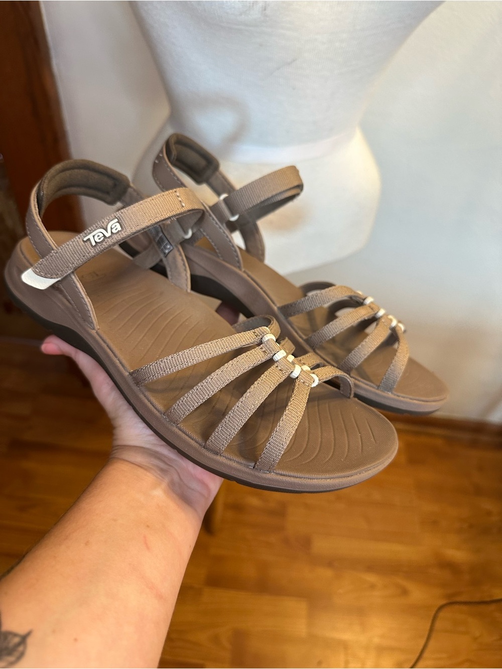 Teva Women's Taupe Multi-Strap Comfort Sandals - Picture 2 of 4